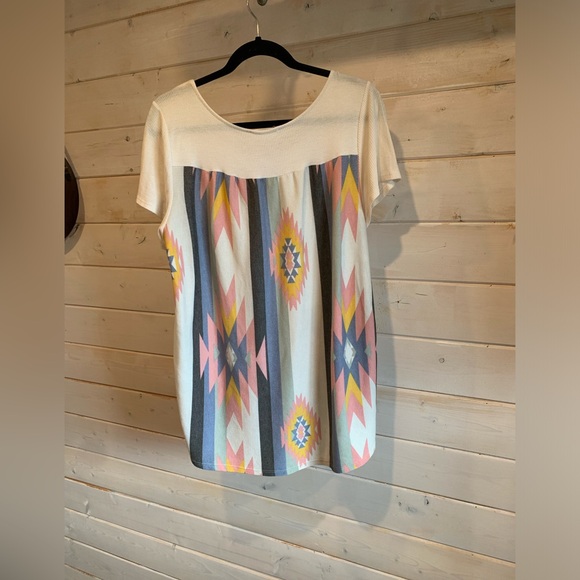 Entro | Cream Waffle Knit Aztec Top - Picture 2 of 6